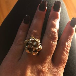 14k gold Florentine style fire opal vintage ring⭐️